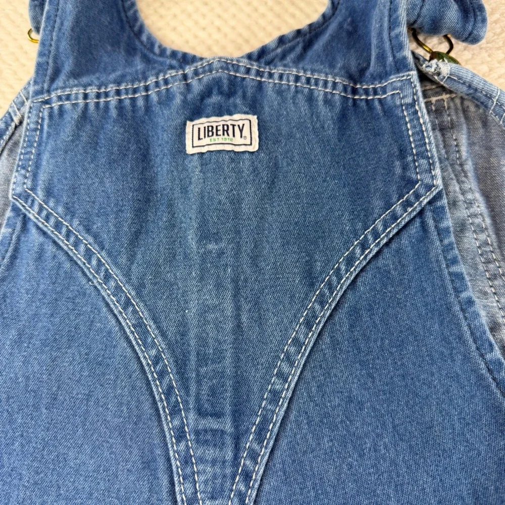 Liberty Mens Denim Bib Overalls Medium Wash Green Zipper P38402 38x32